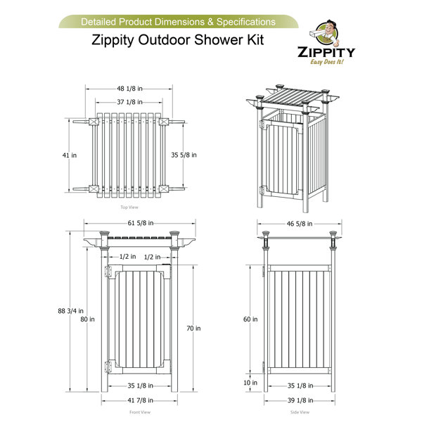 Zippity Outdoor Products Hampton Vinyl Enclosure Outdoor Shower